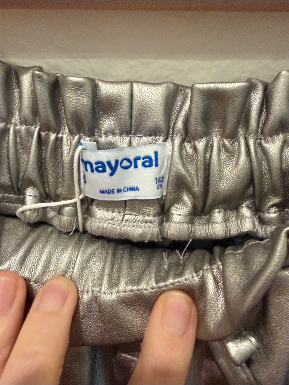 Mayoral Girls’ Metallic Silver Faux Leather Shorts Sz 16 - Picture 2 of 6